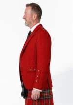 Red Tweed Argyle Kilt Jacket With Vest Left Side View
