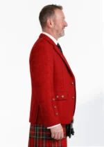 Red Tweed Argyle Kilt Jacket With Vest Right Side View