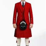 Red and Black Herringbone Tweed Kilt With Red and Black Herringbone Tweed Argyle Jacket kilt Outfit Front