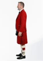 Red and Black Herringbone Tweed Kilt With Red and Black Herringbone Tweed Argyle Jacket kilt Outfit Left Side