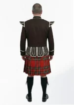 Royal Stewart Tartan Doublet Kilt Outfit with Dark Brown Jacket Back