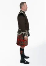 Royal Stewart Tartan Doublet Kilt Outfit with Dark Brown Jacket Right Side