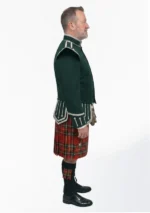 Royal Stewart Tartan Doublet Kilt Outfit with Dark Green Jacket Right Side