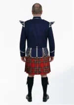 Royal Stewart Tartan Doublet Kilt Outfit with Navy Blue Jacket Back