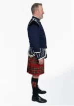 Royal Stewart Tartan Doublet Kilt Outfit with Navy Blue Jacket Right Side