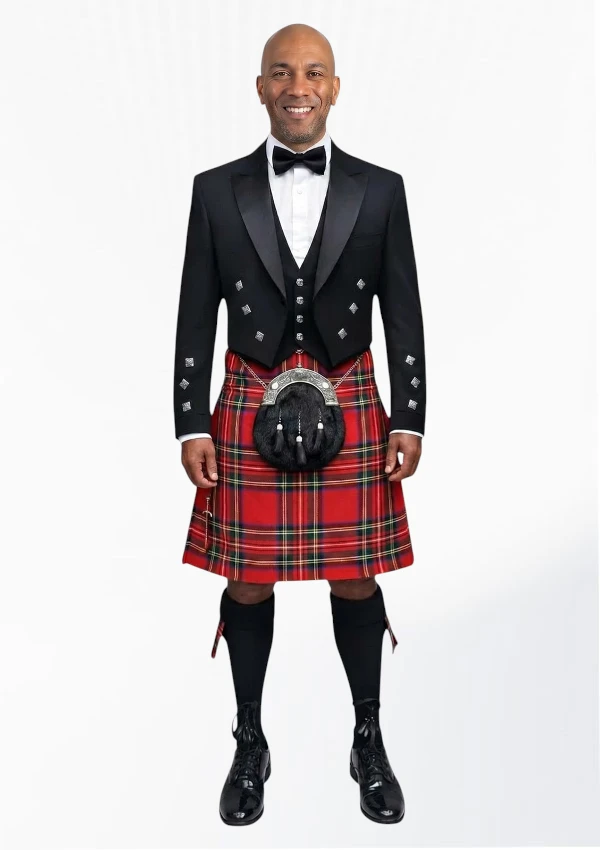 Royal Stewart Tartan Prince Charlie Kilt Outfit Front