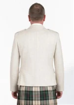 Veste de Kilt Argyle en Laine Blanche avec Gilet Vue Arrière