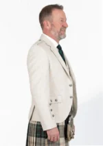 Veste de Kilt Argyle en Laine Blanche avec Gilet Vue Côté Droit