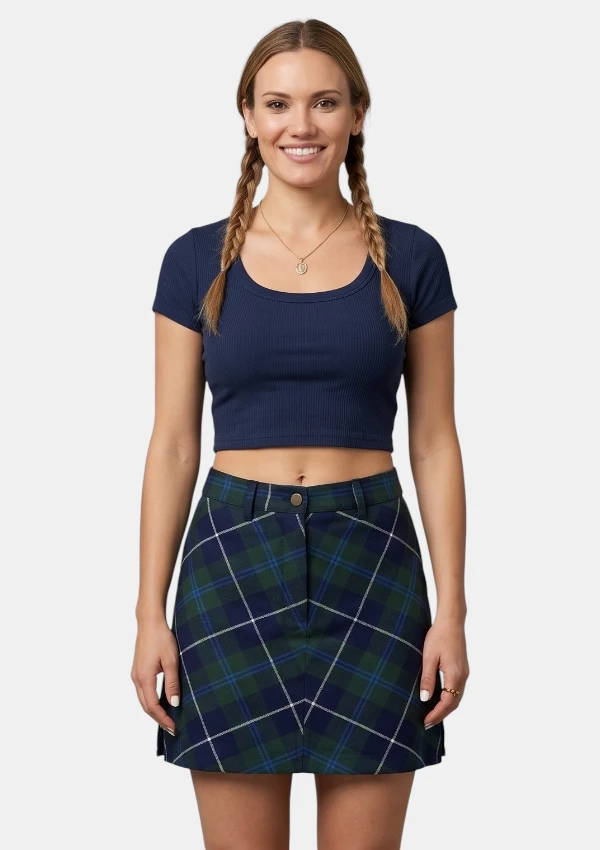 Abercrombie & Fitch Douglas Blue Mini Skirt Front View