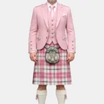 Ailsa Pink Plaid Tartan Kilt And Pink Argyle Jacket Kilt Outfit Front View
