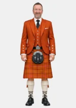 Australia Tartan Kilt And Russet Orange Argyle Jacket Kilt Outfit Front View