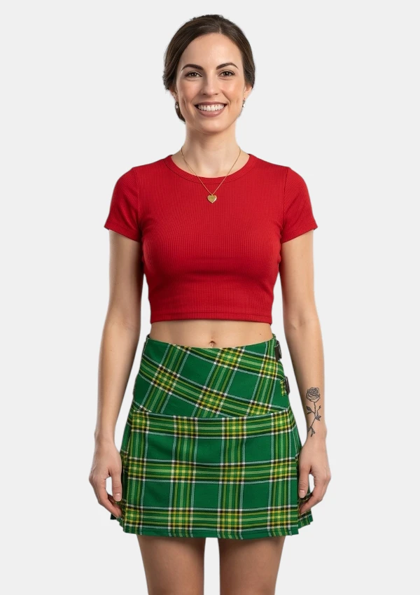 Billie Irish National Tartan Mini Kilt Front View