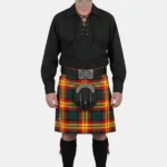 Black Ghillie Shirt Kilt Outfit Front View