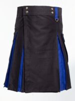 Black & Royal Blue Hybrid Utility Kilt with Cargo Pockets