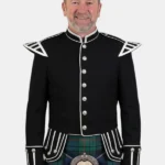 Black Scottish Military Doublet Jacket Front View
