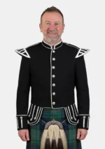 Black Scottish Military Doublet Jacket Front View