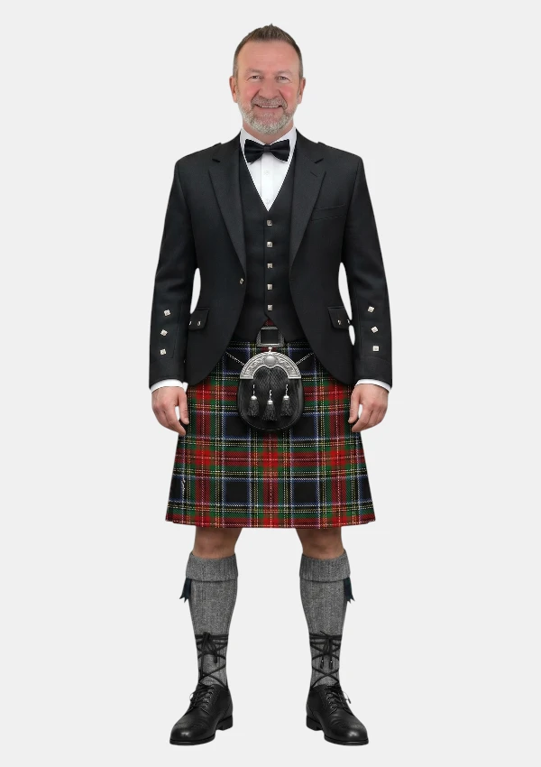Black Stewart Tartan Kilt Outfit