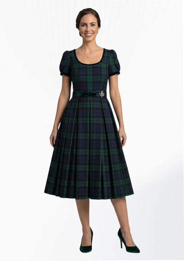 Black Watch Tartan Dress Front Black Watch Tartan Dress Front