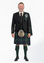 Black Watch Tartan Kilt Outfit With Flash Front