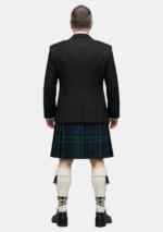 Black Watch Tartan Kilt With Black Argyle Jacket Kilt Outfit Back View