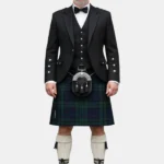 Black Watch Tartan Kilt With Black Argyle Jacket Kilt Outfit Front View