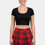 Box Pleated Scottish Rose Tartan Skirt Front View