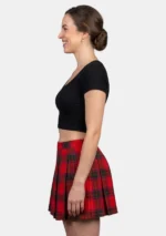 Box Pleated Scottish Rose Tartan Skirt Left Side View