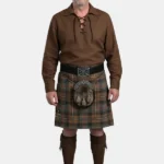 Brown Ghillie Shirt Kilt Outfit Front View