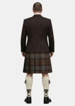 Brown Heather Tartan Kilt With Brown Argyle Jacket Kilt Outfit Back View