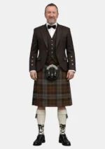 Brown Heather Tartan Kilt With Brown Argyle Jacket Kilt Outfit Front View