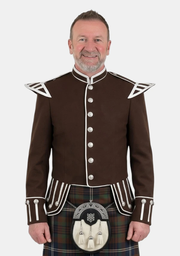 Brown Scottish Military Doublet Jacket Front View