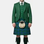 Campbell Tartan Kilt And Kelly Green Argyle Jacket Kilt Outfit Front View