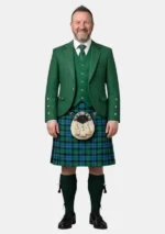Campbell Tartan Kilt And Kelly Green Argyle Jacket Kilt Outfit Front View