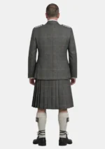 Charcoal Grey Tweed Kilt With Charcoal Grey Tweed Argyle Jacket Kilt Outfit Back View