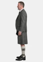 Charcoal Grey Tweed Kilt With Charcoal Grey Tweed Argyle Jacket Kilt Outfit Left Side View