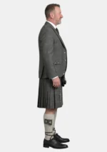 Charcoal Grey Tweed Kilt With Charcoal Grey Tweed Argyle Jacket Kilt Outfit Right Side View