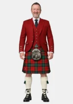 Clan Kerr Tartan Kilt And Red Argyle Jacket Kilt Outfit Front View
