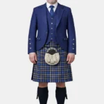 Cummins Royal Blue Tartan Kilt And Royal Blue Argyle Jacket Kilt Outfit Front View