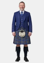 Cummins Royal Blue Tartan Kilt And Royal Blue Argyle Jacket Kilt Outfit Front View