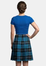 Dual Buckle Ramsay Blue Tartan Mini Skirt Back View