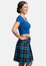 Dual Buckle Ramsay Blue Tartan Mini Skirt Right Side View