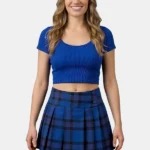 Elliot Modern Tartan Pleated Mini Skirt Front View