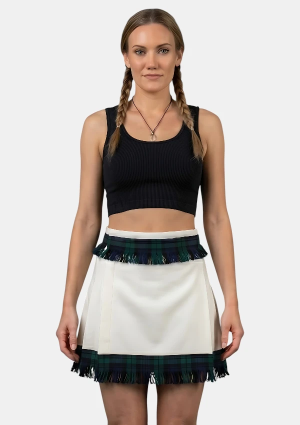 Fringe Black Watch Tartan Kilt Front View