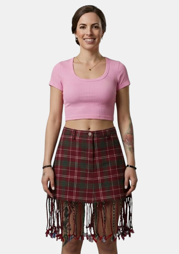 Fringe Crawford Tartan Skirt Front View