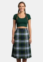 Gordon Tartan Pleated Midi Skirt Front View