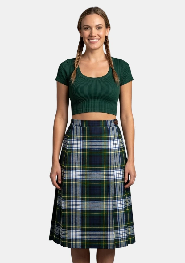 Gordon Tartan Pleated Midi Skirt Front View