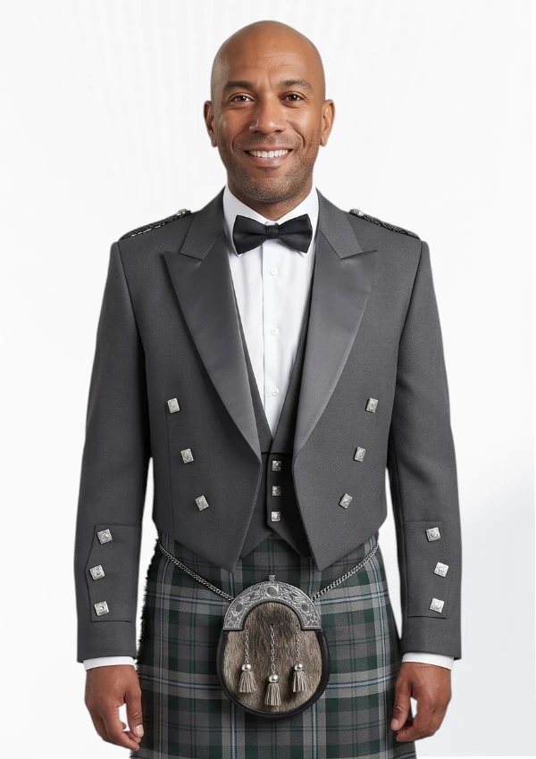 Grey Prince Charlie Jacket with Vest Front View