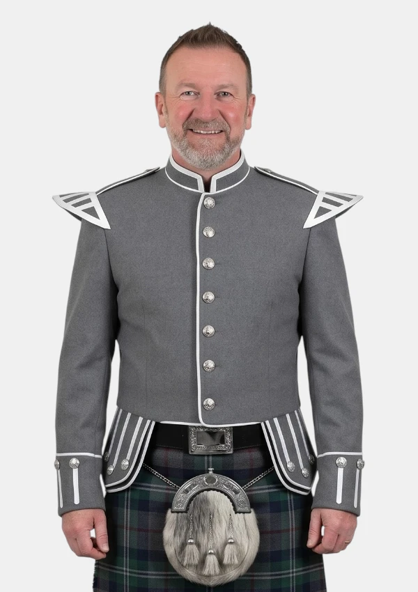Grey Scottish Military Doublet Jacket Front View