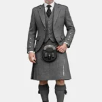 Grey Signature Harris Tweed Kilt With Grey Signature Harris Tweed Argyle Jacket Kilt Outfit Front View