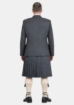 Grey Wool Kilt With Grey Wool Argyle Jacket Kilt Outfit Back View